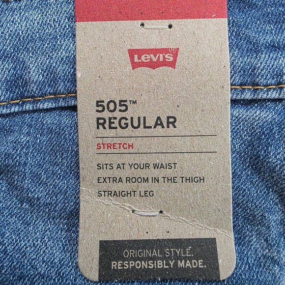 Levi's Men's 505 Jean Regular Fit Straight Leg Stretch Sizes 38x32, 40x30, 42x32 - Picture 3 of 12